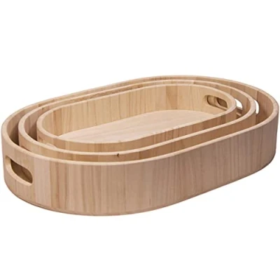 Afbeelding van Set van 3 ovale balsa houten tabletten