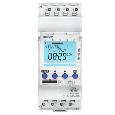 Afbeelding van Theben schakelklok din rail 2x wisselcontact 16a 2 mod 230v ac ip20 hxbxd 90x35x60mm 6120130