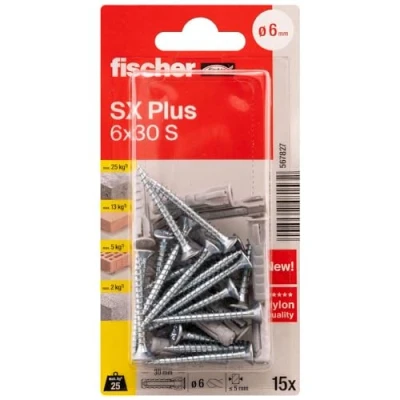 Afbeelding van Spreidplug met schroef Fischer 15 stuks (6x30, PZ2)