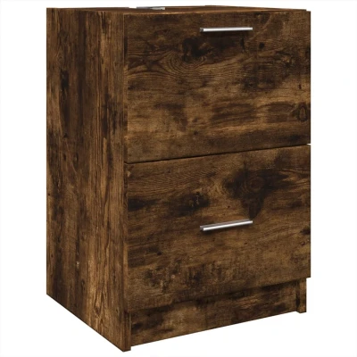Afbeelding van Wastafelkast 40x37x59 cm bewerkt hout gerookt eikenkleurig