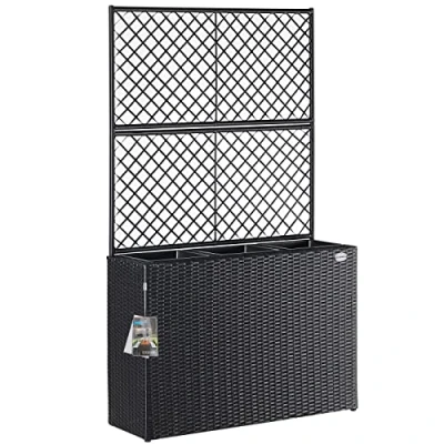 Afbeelding van Casaria Polyrattan Bloembak 3 Bakken/Klimophek Bruin