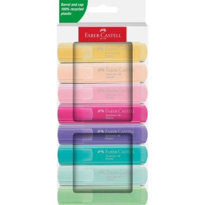 Afbeelding van 5x Tekstmarker Faber Castell 46 Pastel 8stuks blush, roze, lila, turqu