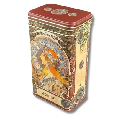 Afbeelding van MediMuc Koffieblik Zodiac Voorraaddoos, Theeblik FridolinEdition reliëf en uitvoerig gelakt kunstenaar: Art Nouveau Afmetingen: (B/H/D) ca. 11 x 19,5 7,4 cm Vol. 1,5L