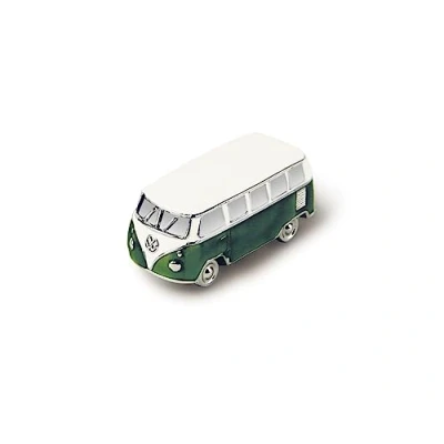 Afbeelding van BRISA VW Collection Volkswagen T1 Bus Transporter 3D Mini Model Magneet in Gift Tin Groene