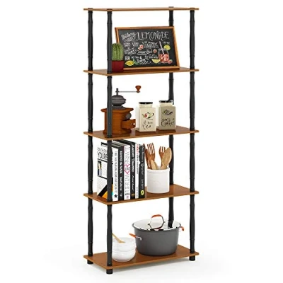 Afbeelding van Furinno Rek met 4 vakken, hout, licht kersen/zwart, 29,46 x 145,8 cm