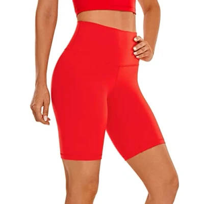 Afbeelding van CRZ Yoga Dames Butterluxe Shorts 8&#039;&#039; Hoge Taille Workout Gym Leggings Hardlopen Spandex Biker Donkerrood M