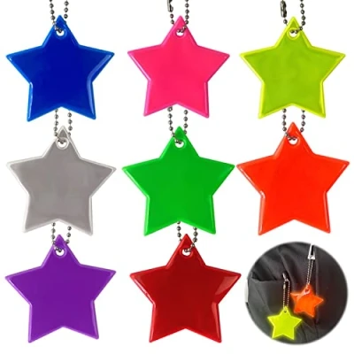 Afbeelding van ZWZNBL 8 stuks reflecterende ster, reflectorhanger, veiligheidsreflectoren hangers, 5,5 cm/2,2 inch, kleuren, voor kleding, rugzakken, bagage, kinderwagens, rolstoelen, fietsen, wandelen