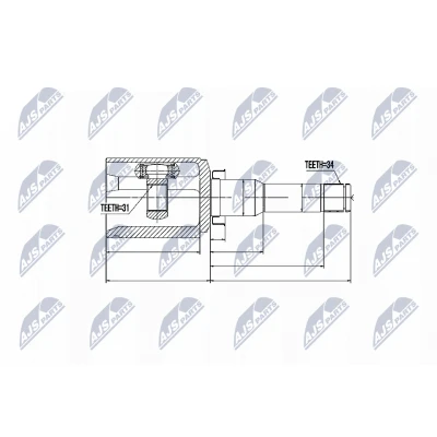 Afbeelding van Homokineet reparatie set, aandrijfas NTY NPW DW 017