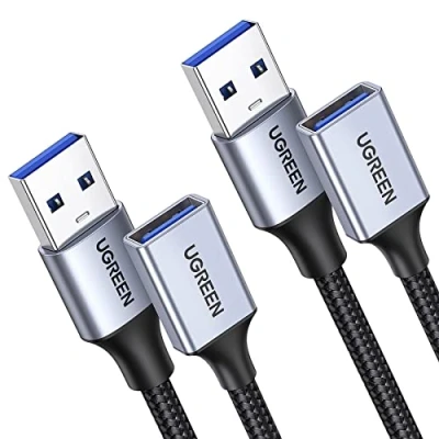 Afbeelding van UGREEN USB Verlengkabel 5Gbps 3.0 Verlengkabel(2 stuks 1M) A naar met nylon kabel en aluminium behuizing voor stickmuis hoofdtelefoon hub printer webcam camera enz.