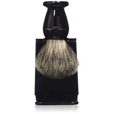 Afbeelding van Edwin Jagger Best Badger Scheerkwast voor dassenhaar met druppelstandaard, ebbenhouten imitatie, klein, 1 stuk