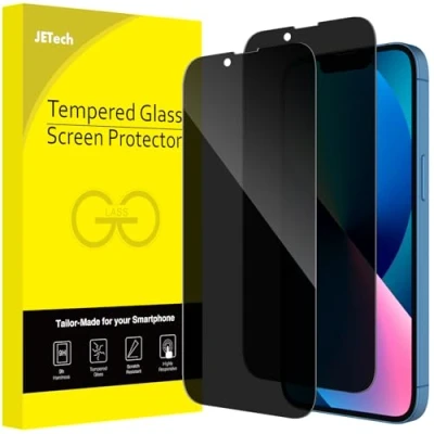 Afbeelding van JETech Privacy Full Coverage Screen Protector voor iPhone 13/13 Pro 6,1 Inch, Anti Spy Gehard Glas Film Schermbeschermer Volledige Dekking, Hoesje Vriendelijk, 2 Stuks
