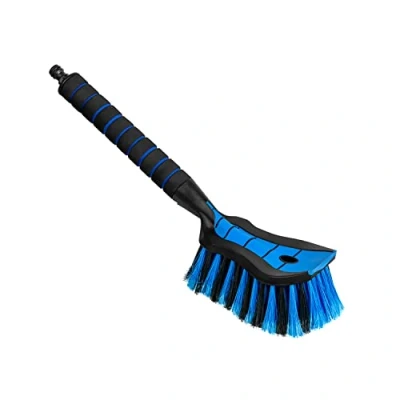 Afbeelding van ToMPaR Autowasborstel I Waterborstel met wateraansluiting Snelsluiting voor de waterklep Dichte borstelharen Comfortabele handgreep Tuin Lengte: 44 cm Blauw