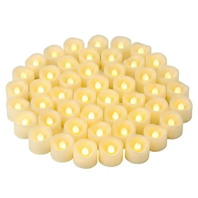 Afbeelding van led vlamloze flikkerende theelichten votief. Kaars, batterij aangedreven elektrische theelichtjes bulk. namaakkaarsen voor Halloween, kerstmis, bruiloft, feestdecoraties enz. (warm