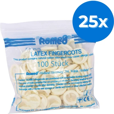 Afbeelding van Romed latex vingercondooms x large Set van 25 doosjes