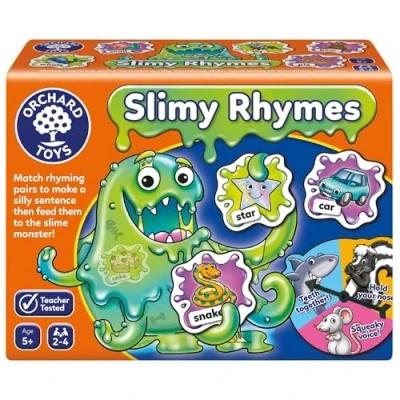 Afbeelding van Orchard Toys Slimy Rhymes Game, educatief rijmspel, helpt rijmende woorden te leren, alfabetiseringsspel, spel, leeftijd 5 jaar +
