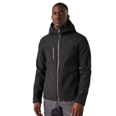 Afbeelding van Regatta Navigate 2 Layer Hooded Softshell Jacket RG705 BLACK/SEAL GREY XXL