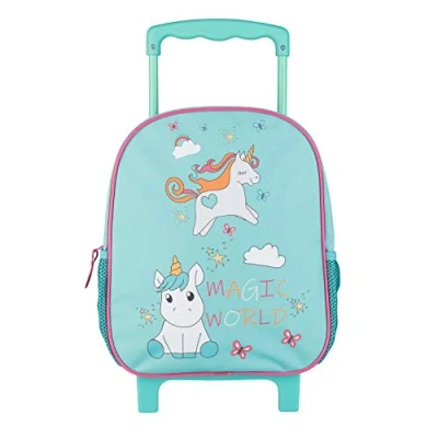 Afbeelding van Idena 2 in 1 kinderrugzak trolley, turquoise, 27 x 10 31 cm, Eenhoorn