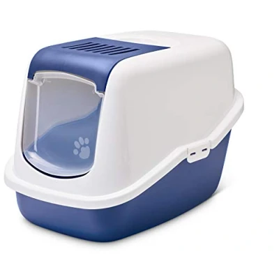 Afbeelding van Savic Kattentoilet Nestor Nordic 56x39x38.5 cm Kattenbak Blauw&amp;Wit