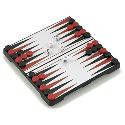Afbeelding van Backgammon cassette magnetisch zwart kunsof 24 cm