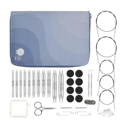 Afbeelding van KnitPro Nova Regal verwisselbare naaldenset paar rondbreinaalden 11 x 10 cm met accessoires set voor beginners, professionals en geschenkdoos