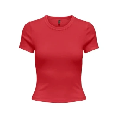 Afbeelding van ONLVAL S/S O Neck TOP CC JRS, marsrood, XS
