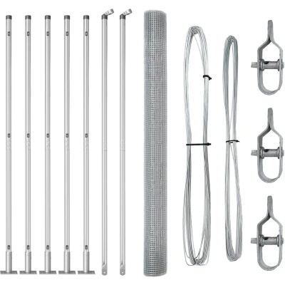 Afbeelding van vidaXL Gelaste Draad Omheining met 7 Flanged Posts 1.5x10 m Gegalvaniseerd Staal