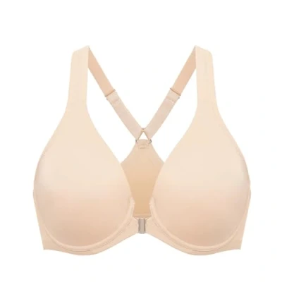 Afbeelding van DELIMIRA Women&#039;s Front Closure Racerback Naadloze Beugel Ongevoerde Plunge Full Coverage Bra Beige 105E