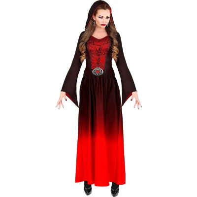Afbeelding van Widmann Gotisch Kostuum Rode Gotische Meesteres Van De Nacht Vrouw Rood, Zwart XL Halloween Verkleedkleding