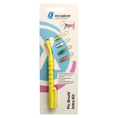 Afbeelding van Pic Brush Intro Kit gelb 1 Halter, 4 Bürsten (weiß, grün, blau, orange)