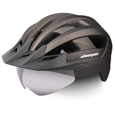 Afbeelding van Shinmax Fietshelm; met CE certificaat; ledverlichting aan de achterkant; afneembaar vizier magneetsluiting; uniseks; verstelbare helm; voor mountainbiking, skiën, snowboarden