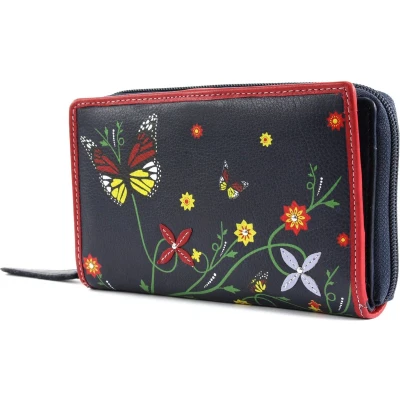 Afbeelding van bruno banani Leren Portemonnee Butterfly Zip Around Blue Blauw Veelkleurig