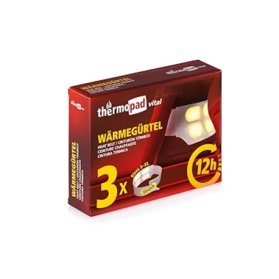 Afbeelding van THERMOPAD warmtegordel GR. S XL (stretch/klittenband) het origineel: 3 x voor 12 uur warmte, direct te gebruiken met extra warme warmtecellen, wegwerp nierwarmer/rugwarmer