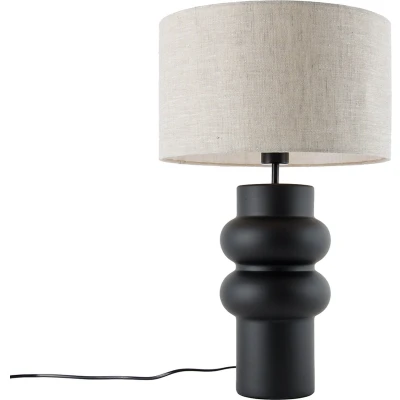 Afbeelding van QAZQA Design tafellamp zwart 17 cm stoffen kap lichtgrijs 35