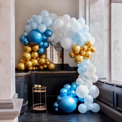 Afbeelding van Ginger Ray Ballonnenboog blauw goud Luxe Ballonboog Decoratie Kit