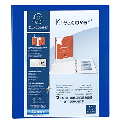 Afbeelding van Exacompta Kreacover personaliseerbare ringmap blauw 4 ringen van 25 mm