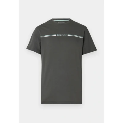 Afbeelding van TOM Tailor Printed CREW NECK Tshirt print, Heren, Maat: Small, Dark shadow