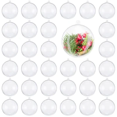 Afbeelding van THE TWIDDLERS 48 Transparante Kerstballen om te Vullen en Versieren (6cm) Gepersonaliseerde Kerstboomversiering DIY Decoratie voor Kerstmis, Bruiloften, Feesten