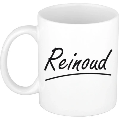 Afbeelding van Reinoud voornaam kado beker / mok sierlijke letters gepersonaliseerde met Naam mokken