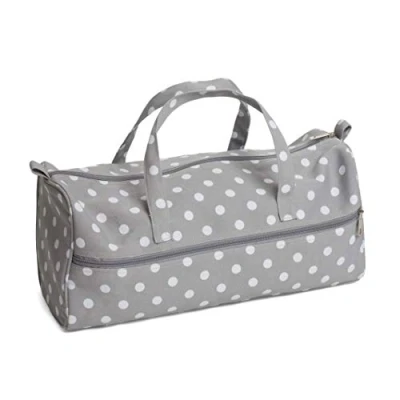 Afbeelding van Hobby Gift Exclusieve breitas, projecttas, garenreisetui, haaktas 16 x 43 19 cm, grijze stippen