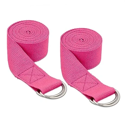 Afbeelding van Relaxdays yogariem set van 2 weerstandsbanden 250 cm yoga band met gesp katoen roze