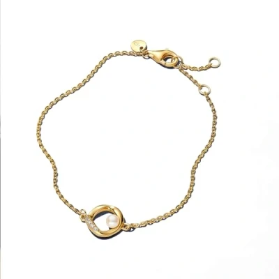 Afbeelding van Pandora Armbanden Shaped Pavé Circle &amp; Treated Freshwater Cultured P in gold