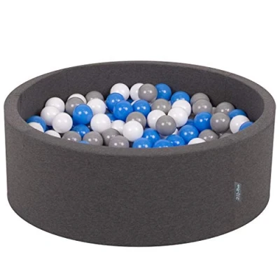 Afbeelding van KiddyMoon Schuim Ballenbak Voor Kinderen Met Ballen Ø 7 Cm, Donkergrijs:Grijs Wit Blauw,90X30cm/300