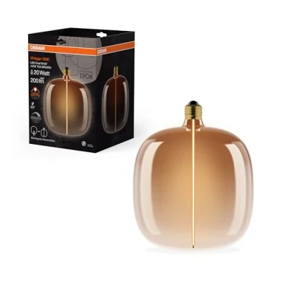 Afbeelding van OSRAM Vintage 1906 Big Oval is a dimmable, decorative lamp with LED filament magnet technology. It offers 4.8 W for 200 lm, E27 socket, Tea Brown design, 187 mm diameter, CRI 80.