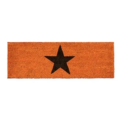 Afbeelding van Relaxdays deurmat kokos smal STER antislip kokosmat, schoonloopmat, voetmat Oranje