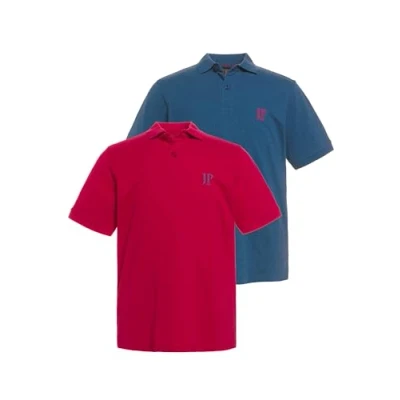 Afbeelding van JP1880 2ERPACK Seitenschlitze Regular FIT Poloshirt, Heren, Maat: Large, Magenta