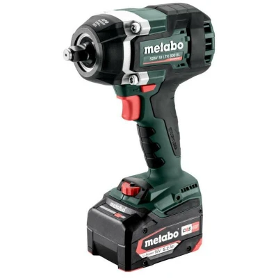 Afbeelding van Metabo SSW 18 LTX 800 BL 18V Li ion Accu Slagmoersleutel Set (2x 5.2Ah) In Metabox 800Nm