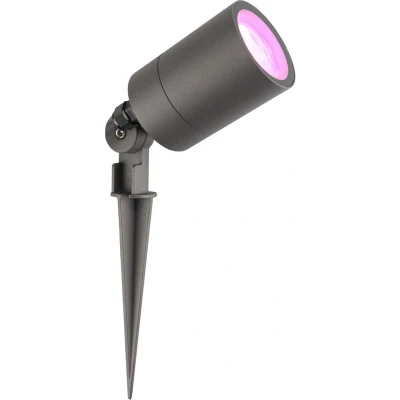 Afbeelding van Ledvion SMART Wifi LED Prikspots, Antraciet, IP65, 5W, RGBWW, 2 Meter Kabel, Spotlight, Buiten Tuinspot
