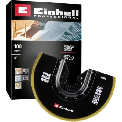 Afbeelding van Einhell Bimetalen Invalzaagblad, titanium gecoat (Ø 100 mm breedte, PTFE afwerking, metalen tanden, snelwisselfunctie, geschikt voor multitools)