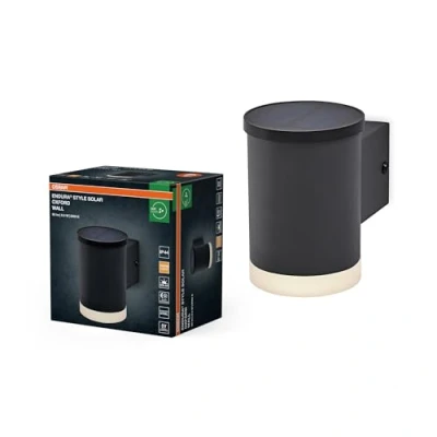 Afbeelding van OSRAM ENDURA STYLE SOLAR OXFORD buitenlant., 0,5W, 50lm, wandlamp, donkergrijs, indirecte verl., oplaadbare batterij, beschermingsklasse IP44, 3.000K kleurtemp., warm witte lichtkleur, wandlamp