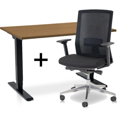 Afbeelding van MRC COMFORT Set Zit sta bureau + stoel 120x80 havanna